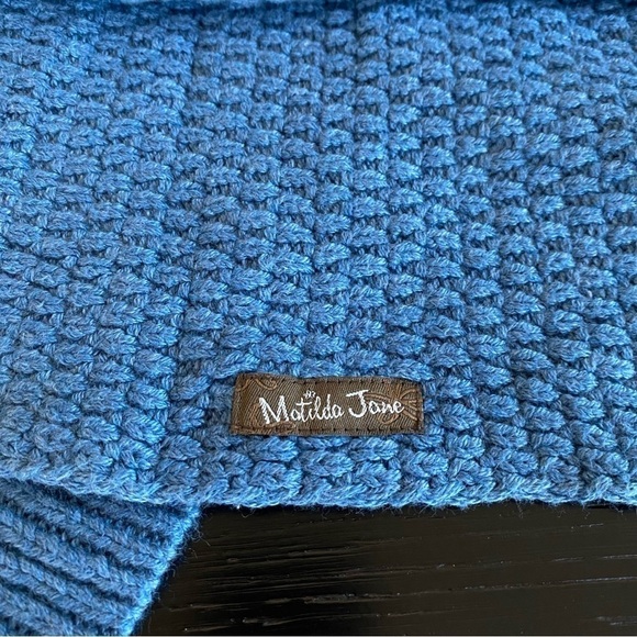 Matilda Jane Envision This Wrap sweater sz Large L Top Blue Chunky knit Cardigan - Picture 13 of 13